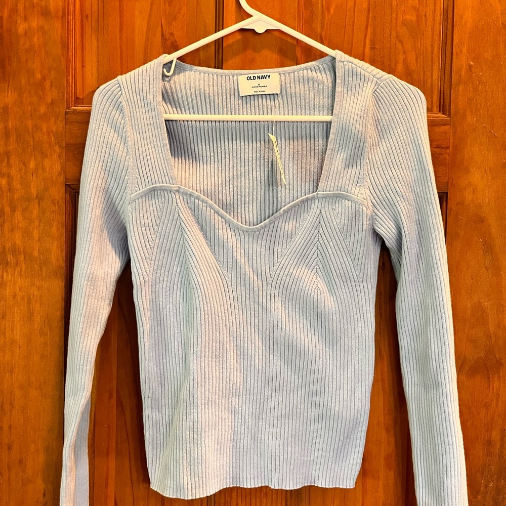 Old Navy Light Blue Ribbed Knit Sweater